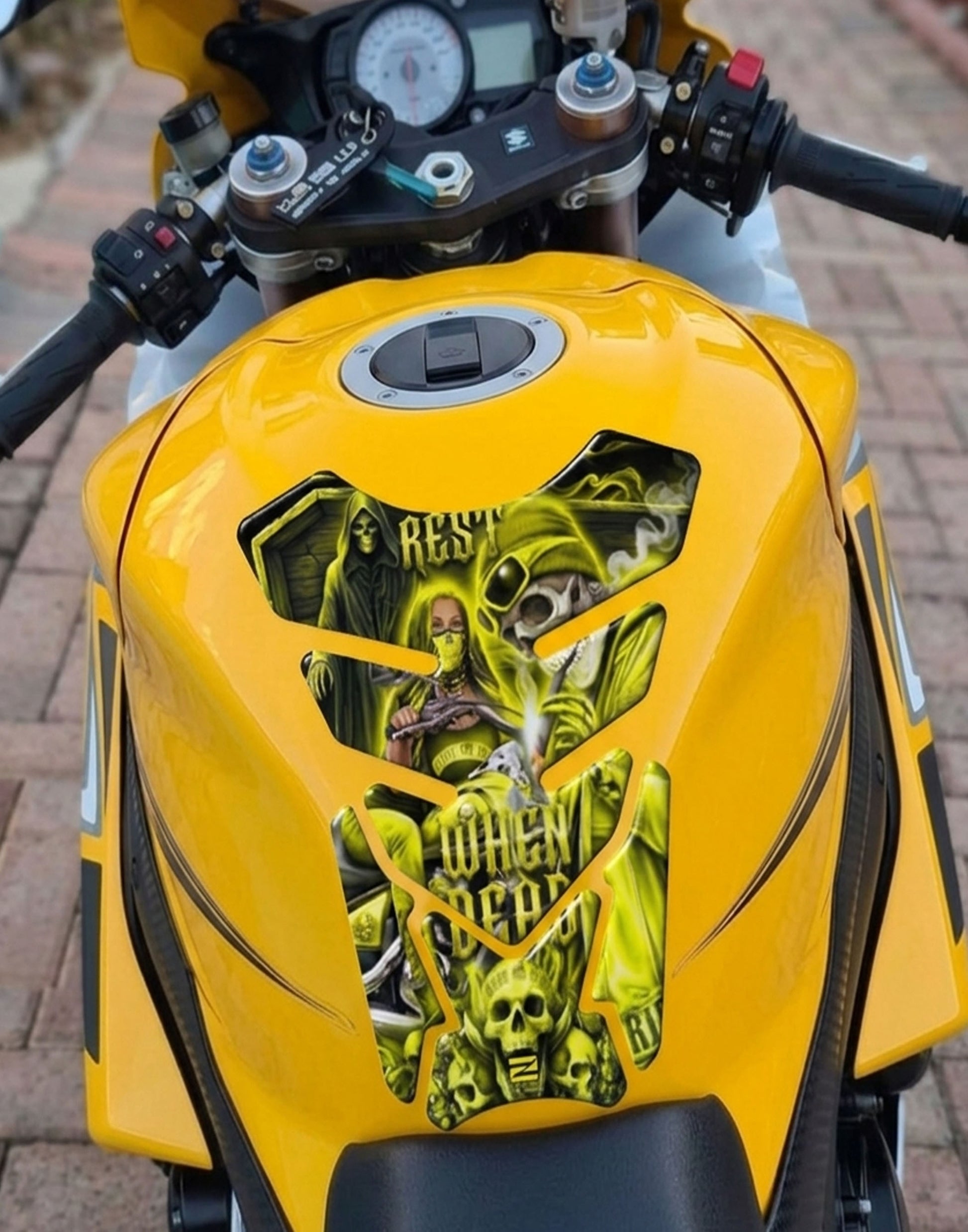Ride or Die Yellow Motor cycle Tank Protector