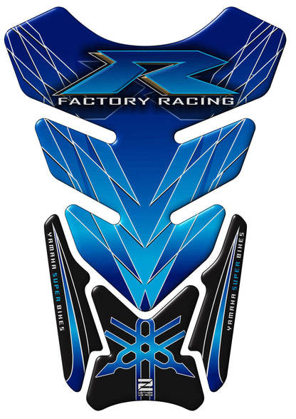 Yamaha Motor Bike Tank Pad. Blue and White Factory Racing R Series Motor Bike Tank Pad Protector.
