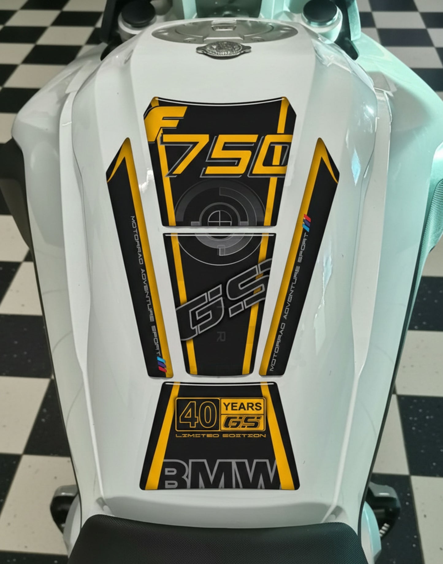 BMW F 750 GS Yellow and Black&nbsp; Motor Bike Tank Pad / Protector