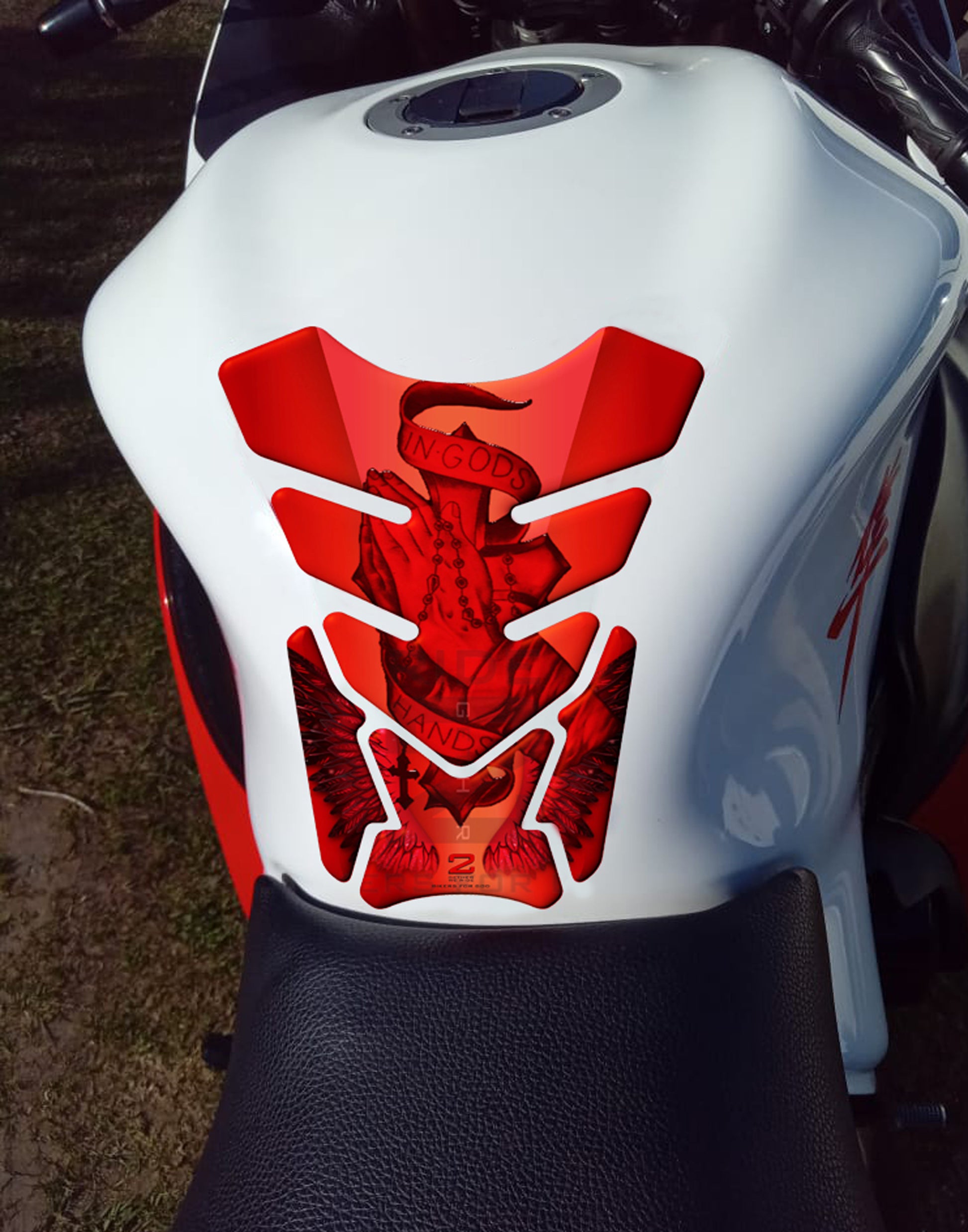 Religious Tank Pad Protector | In Gods hand Motor Bike Tank Pad