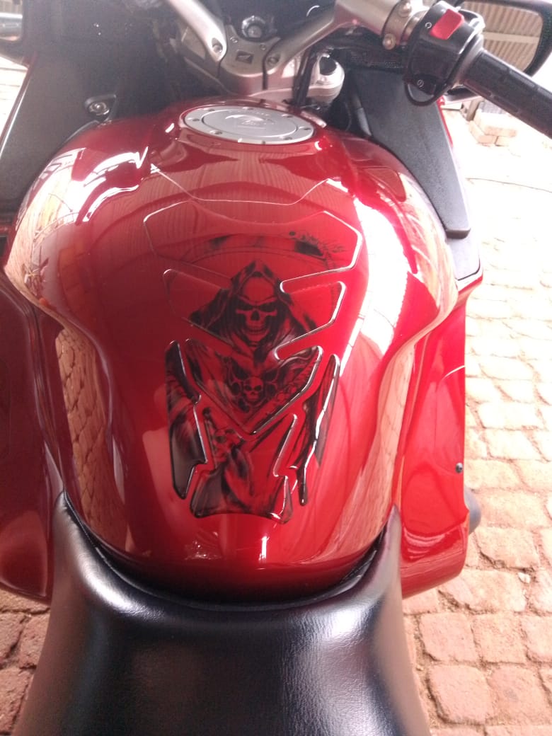 Motor Bike Tank Pad Protector. Clear Grim Reaper. A Street Pad which fits most motorcycles.
