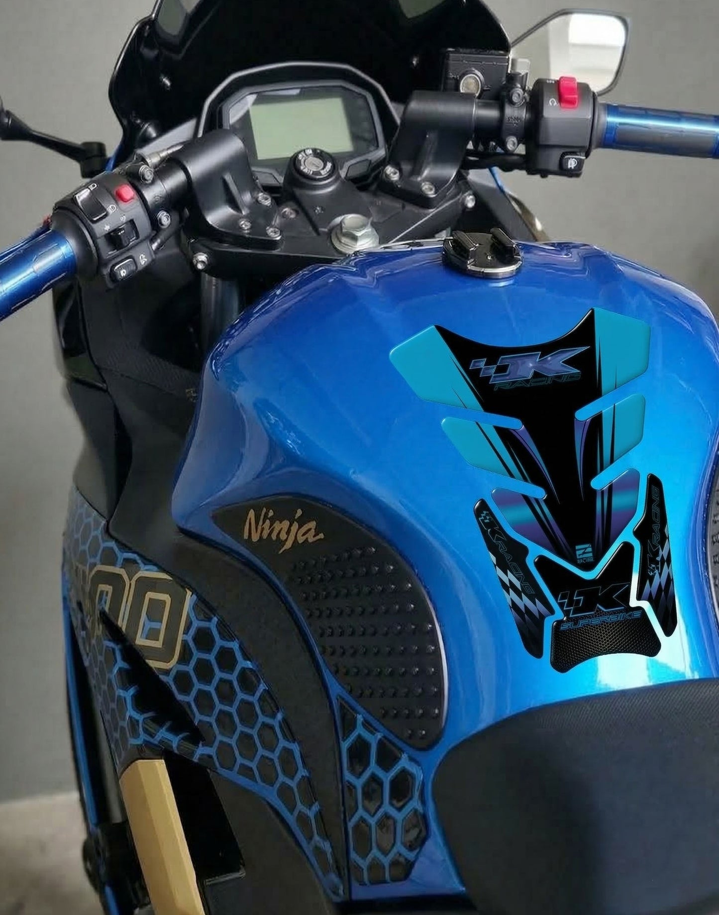 Kawasaki Tank Pad | Kawasaki  Blue Carbon Motorcycle Tank Protector