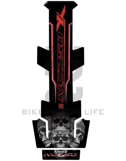 Honda NC 750 X Series, Black with Skull Protective Tank Pad. Universal Fit.