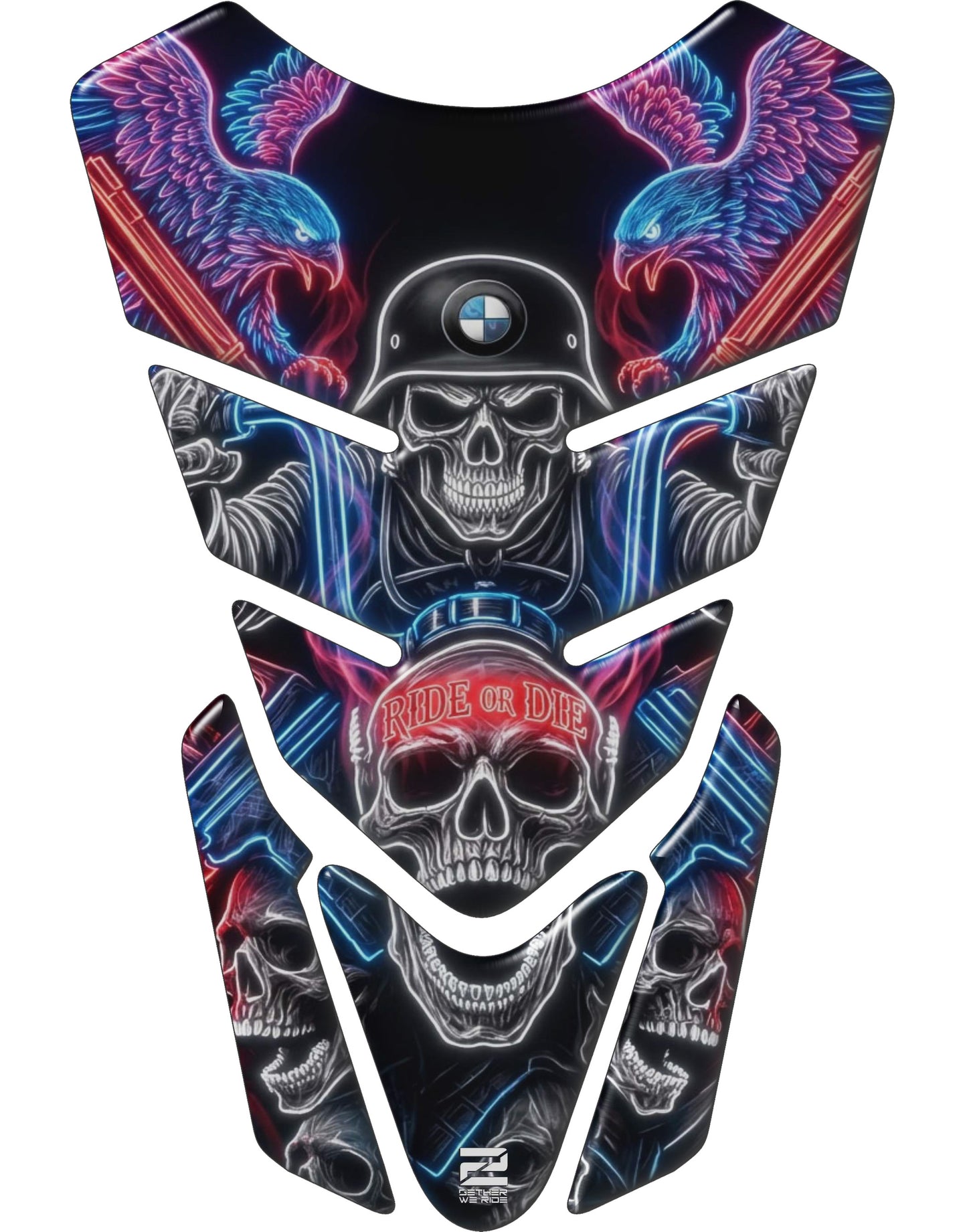 BMW Ride or Die Neon Glow  Motor Bike Tank Pad Protector.