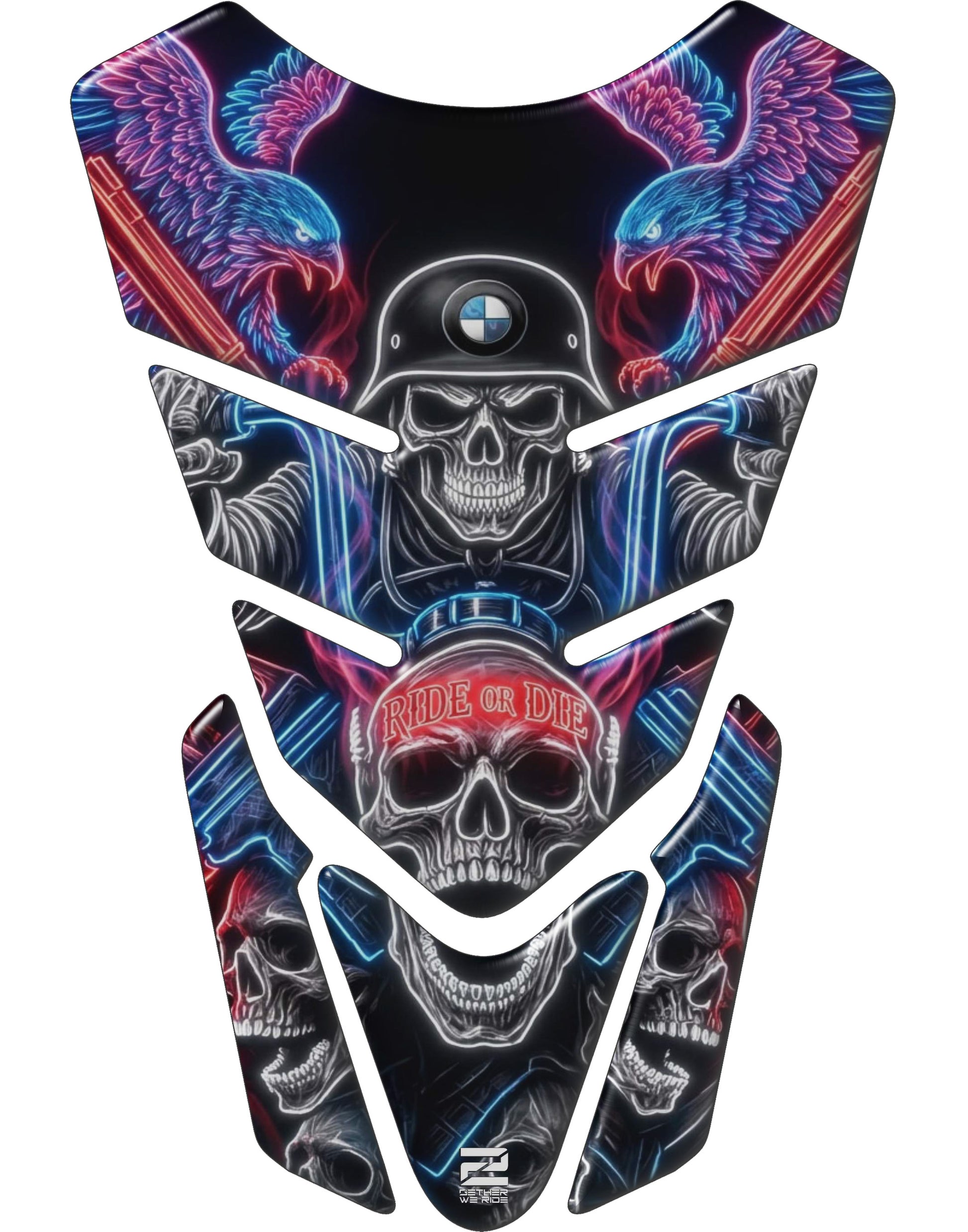 BMW Ride or Die Neon Glow  Motor Bike Tank Pad Protector.