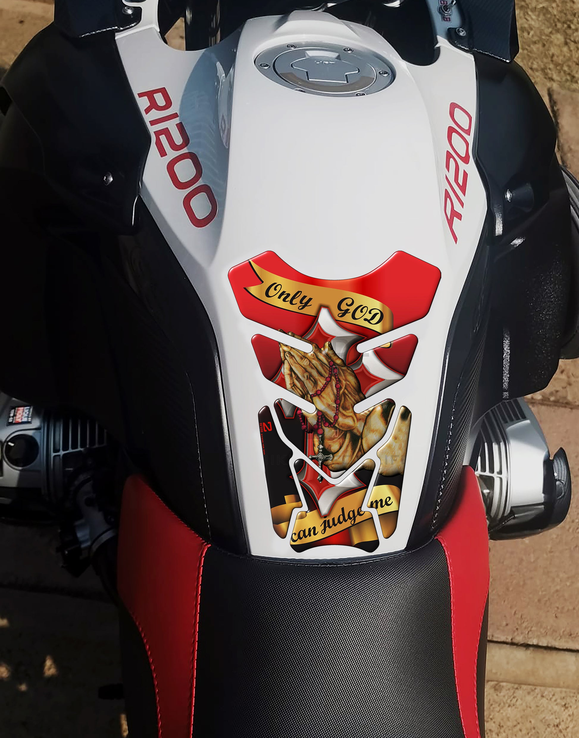 Motor Bike Tank Pad.  Christian tank pad protector.