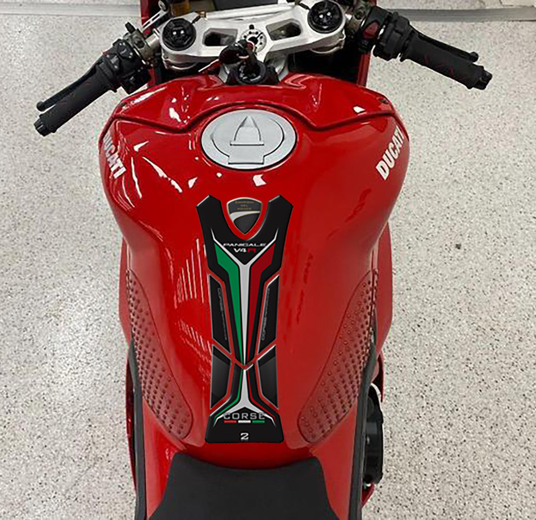 Ducati Panigale V4 Red, Black and Silver Motor Bike Tank Pad Protector 2019 -2023
