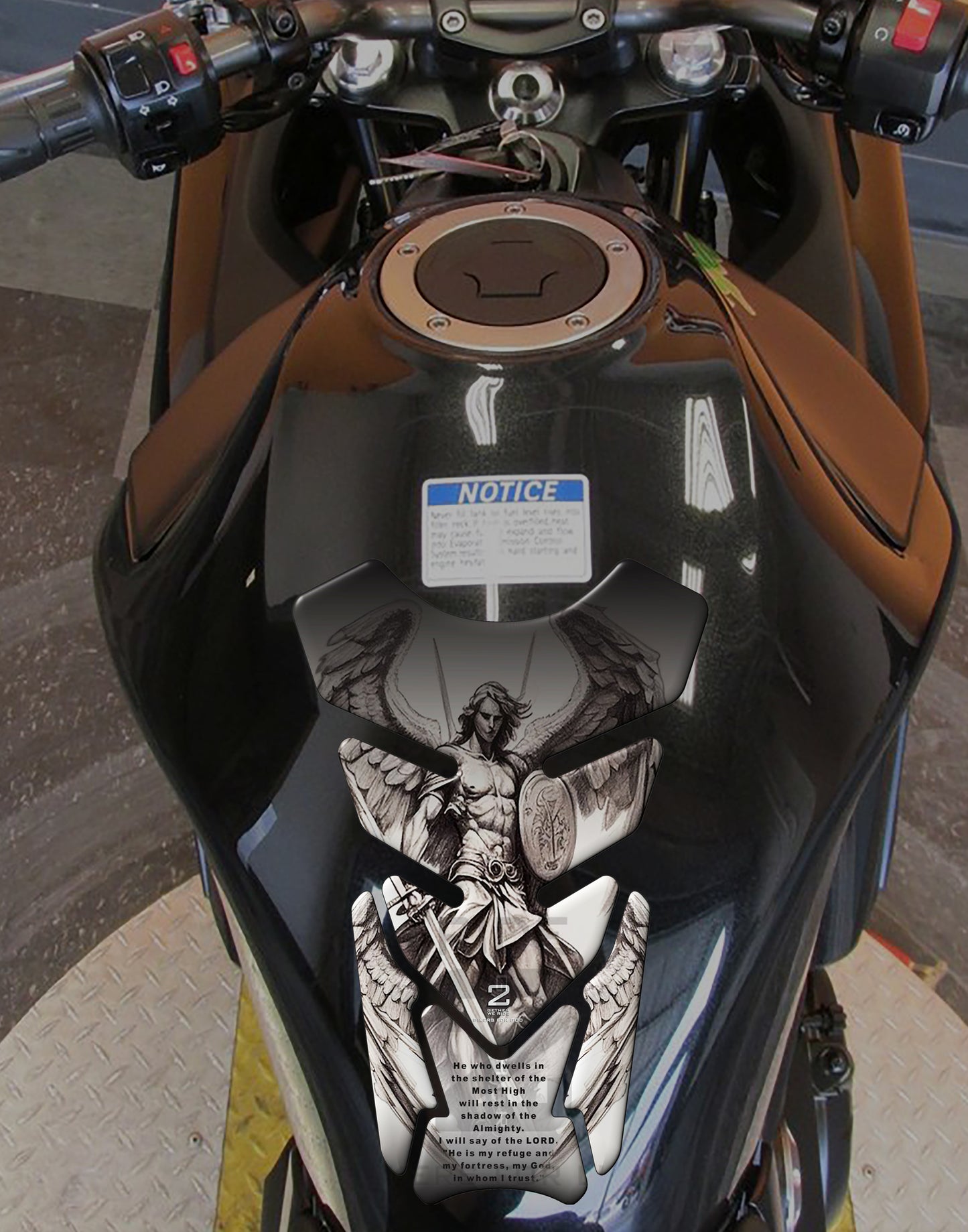 Religious Tank Pad Protector | Psalm 91 Motor Bike Tank Pad
