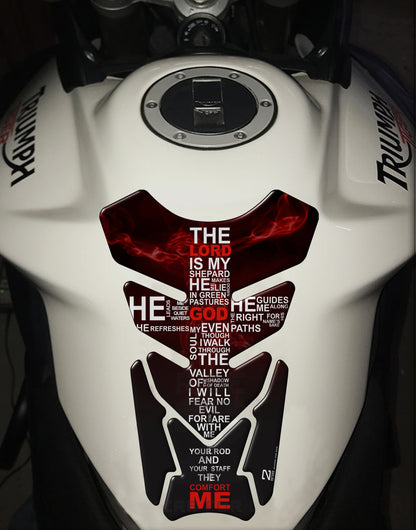 Motor Bike Tank Pad.  Psalm 23 tank pad protector.