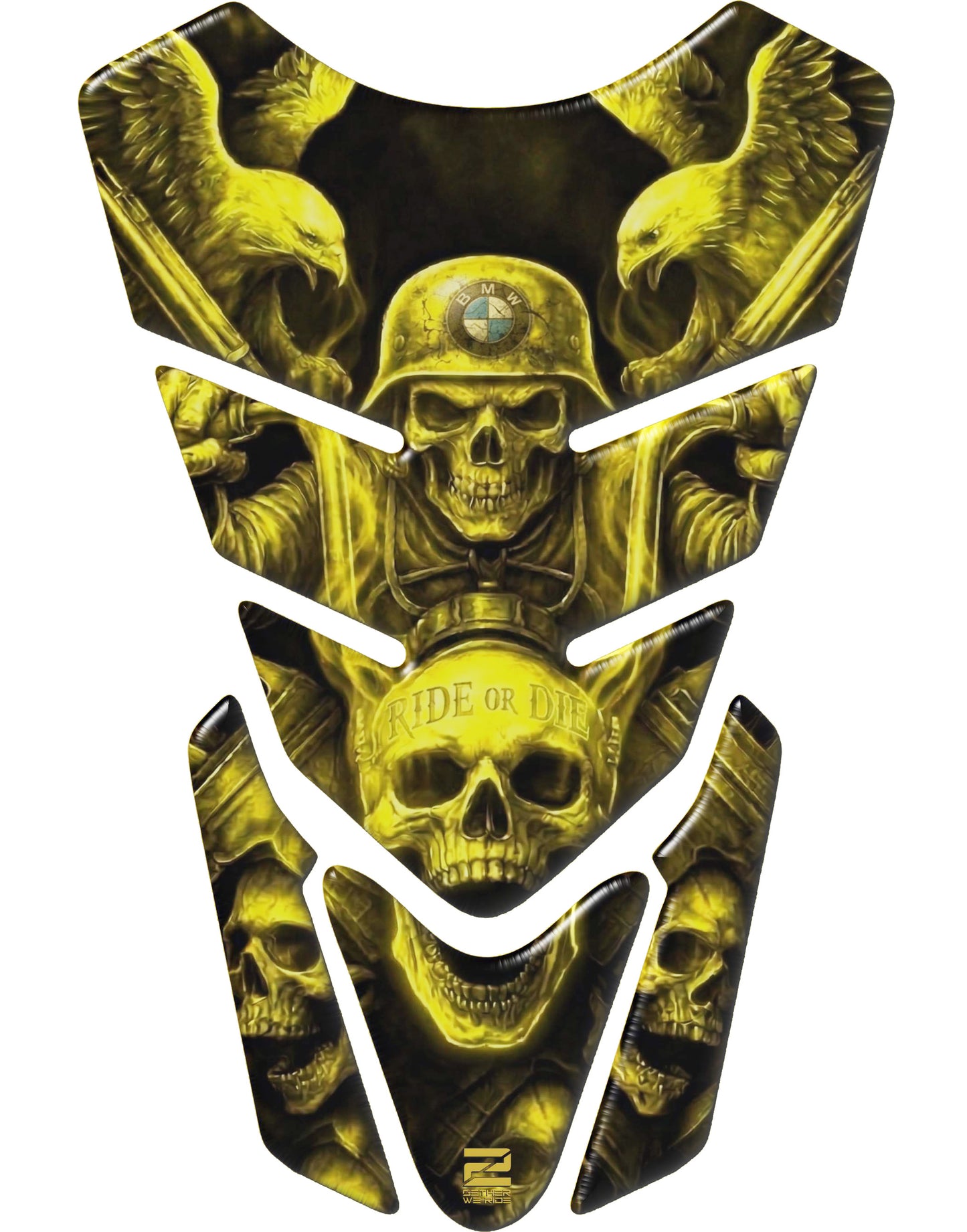 BMW Ride or Die Yellow Motor Bike Tank Pad Protector.