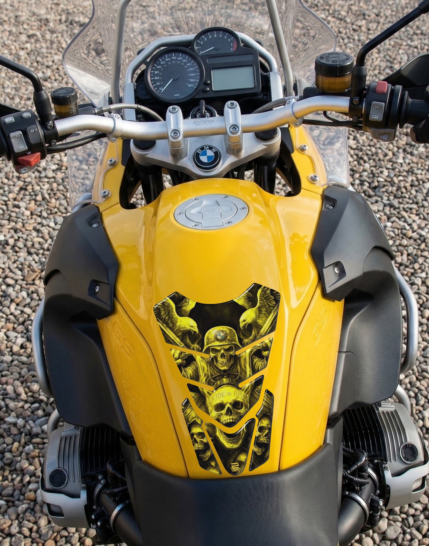 BMW Ride or Die Yellow Motor Bike Tank Pad Protector.