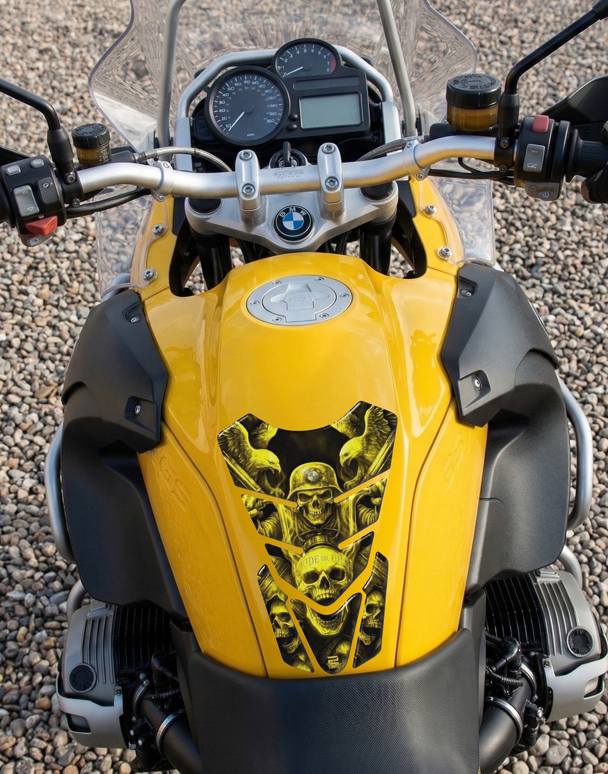 BMW Ride or Die Yellow Motor Bike Tank Pad Protector.