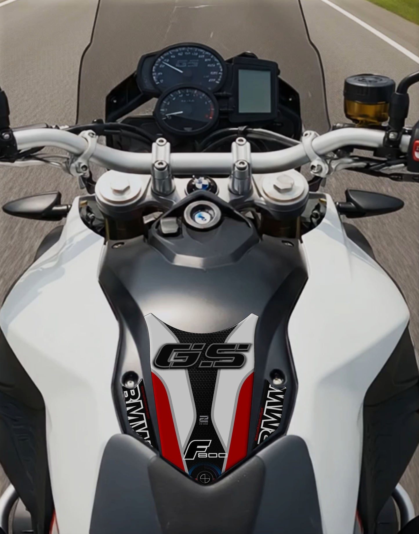 BMW F 800 GS White and Black Motor Bike Tank Pad / Protector 2013 - 2017