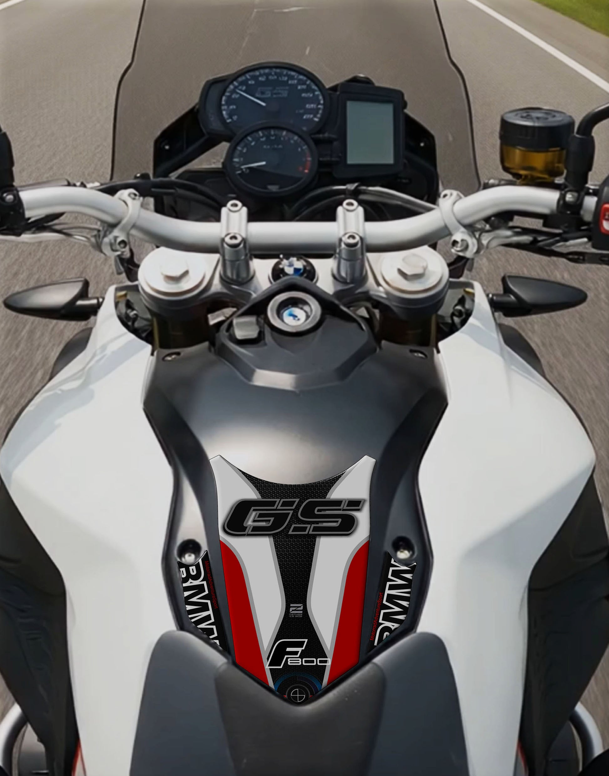 BMW F 800 GS White and Black Motor Bike Tank Pad / Protector 2013 - 2017