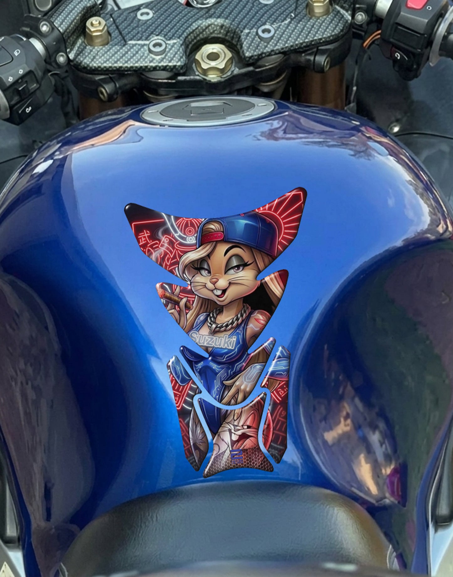 Suzuki Biker Bunny Tank Pad Protector