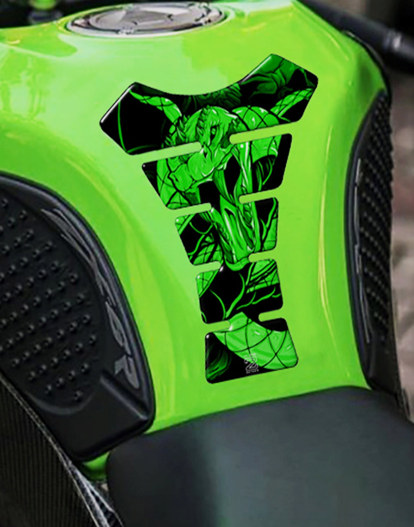 Black and Green Viper motor bike Tank Pad protector