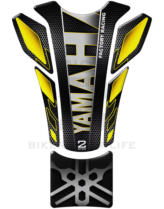 Yamaha Factory Racing Yellow, Black and Silver Universal Fit Motor Bike Tank Pad Protectors
