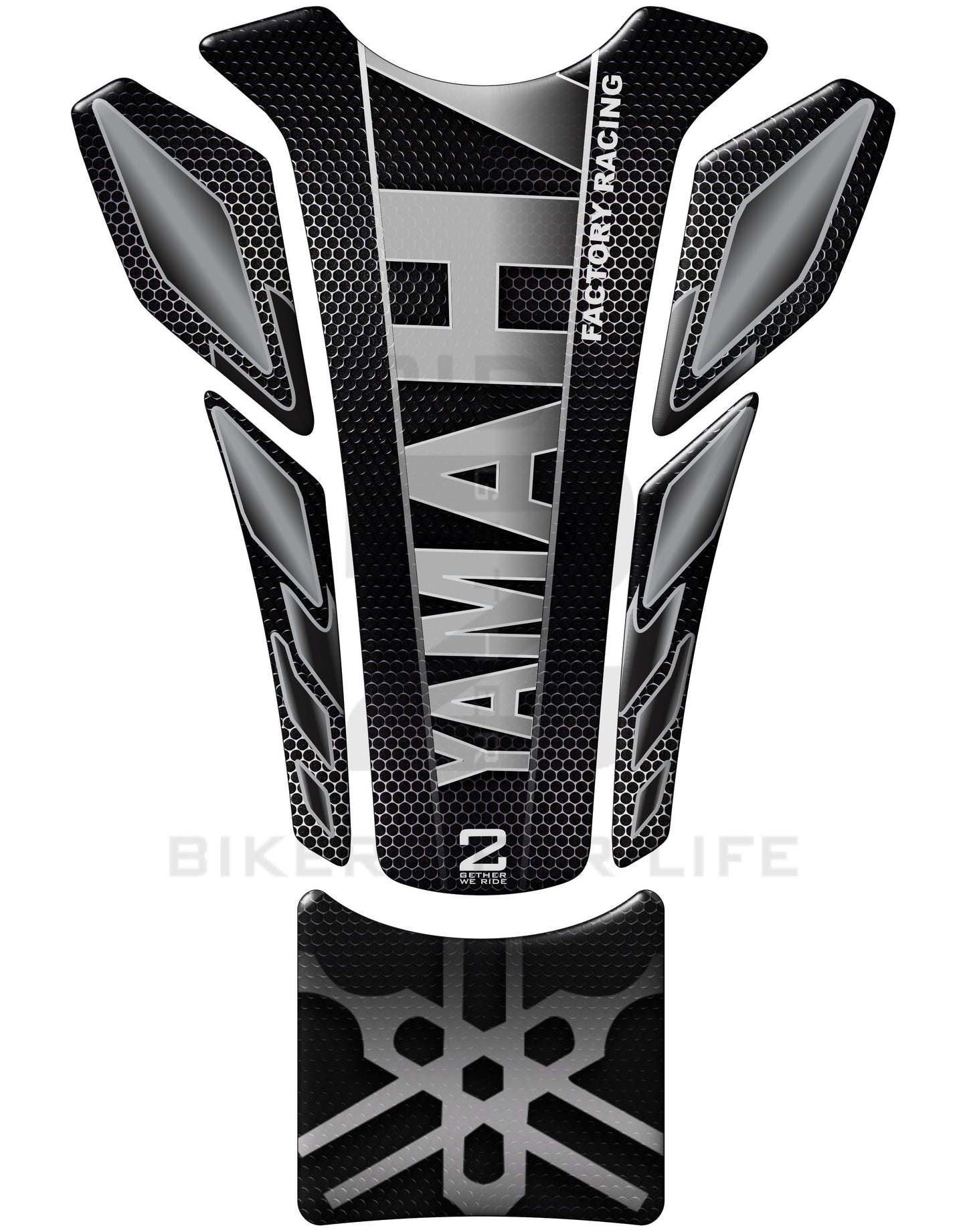 Yamaha Factory Racing Black and Silver Universal Fit Motor Bike Tank Pad Protectors