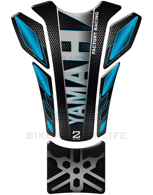 Yamaha Factory Racing Blue and Silver Universal Fit Motor Bike Tank Pad Protectors