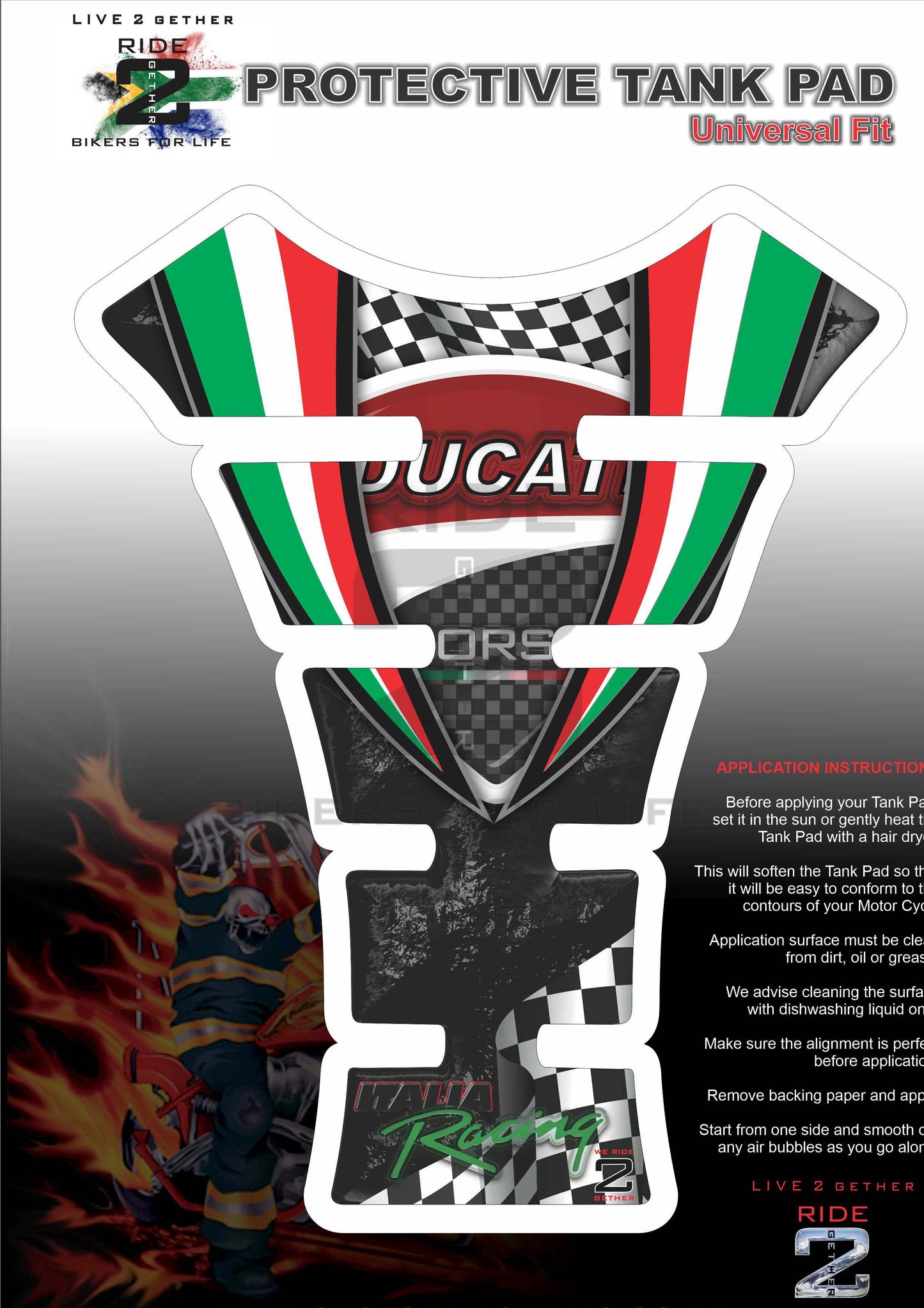 Ducati Black Motor Bike Tank Pad