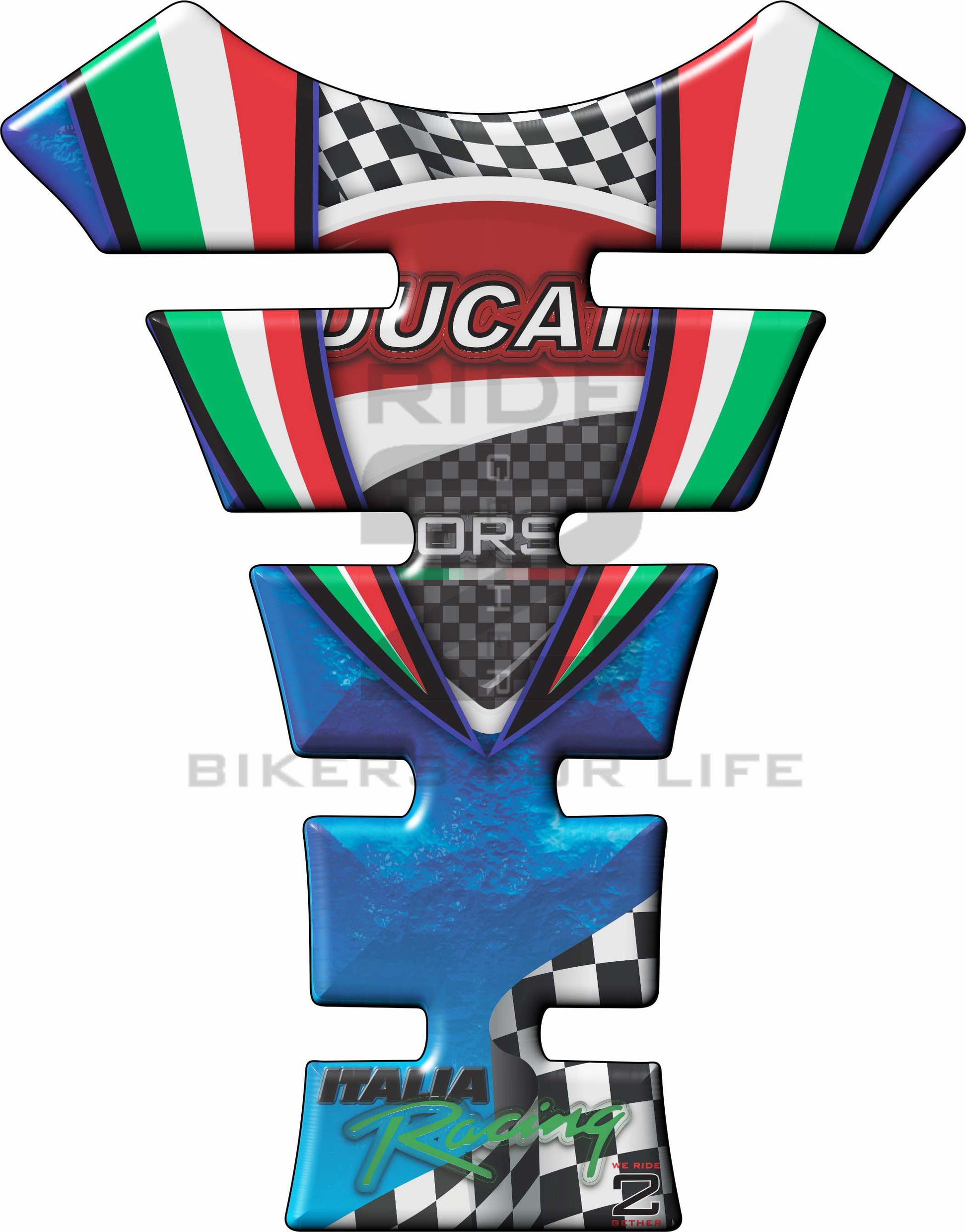 Ducati Blue Pitted Metal Motor Bike Tank Pad