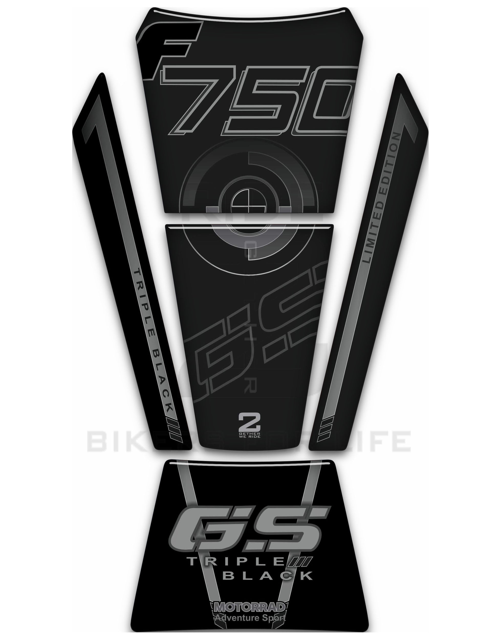 BMW F 750 GS Triple Black Motor Bike Tank Pad / Protector
