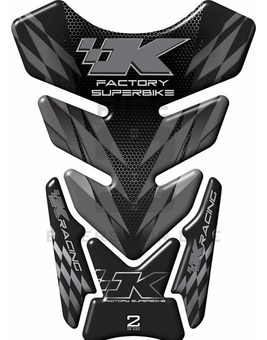 Kawasaki Factory Super Bike,  Black and Silver Grey Tank Pad / Protector 2006 - 2022.