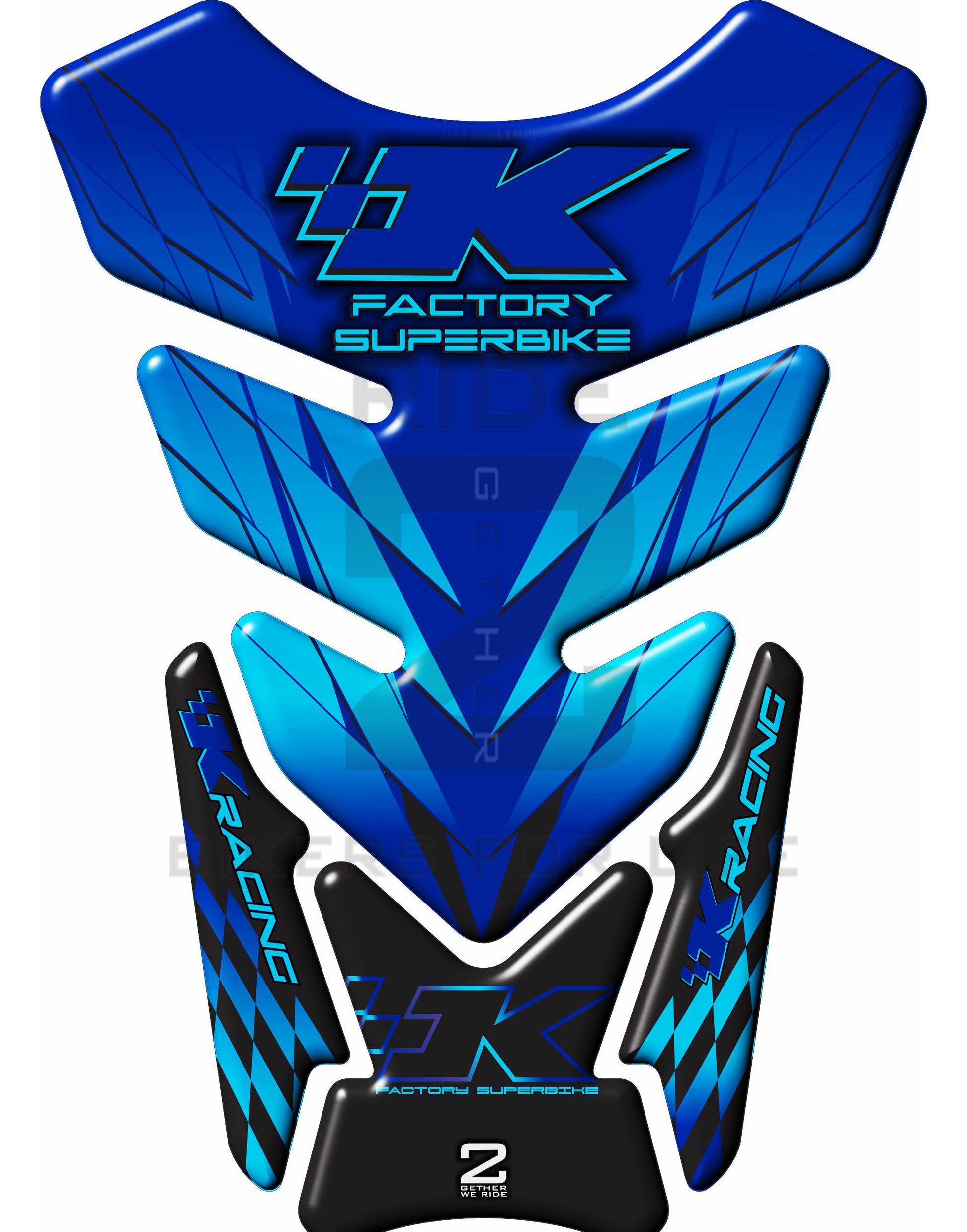 Kawasaki Factory Super Bike, Blue Tank Pad  Protector 2006 - 2022. K Racing