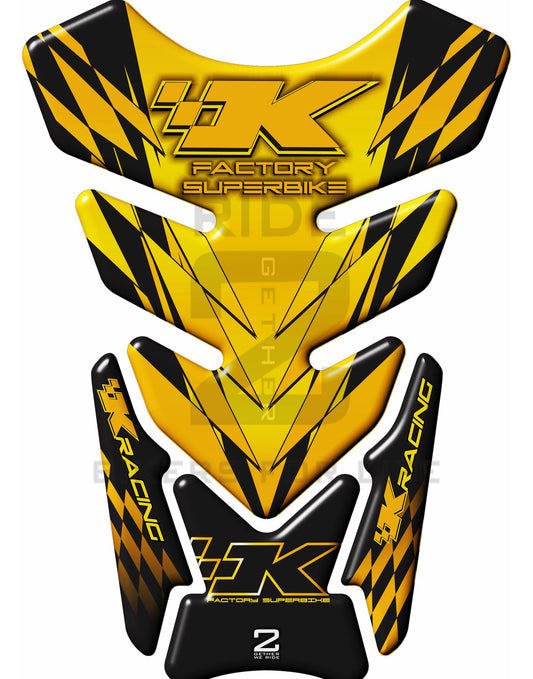 Kawasaki Factory Super Bike, Yellow and Black Tank Pad  Protector 2006 - 2022. K Racing