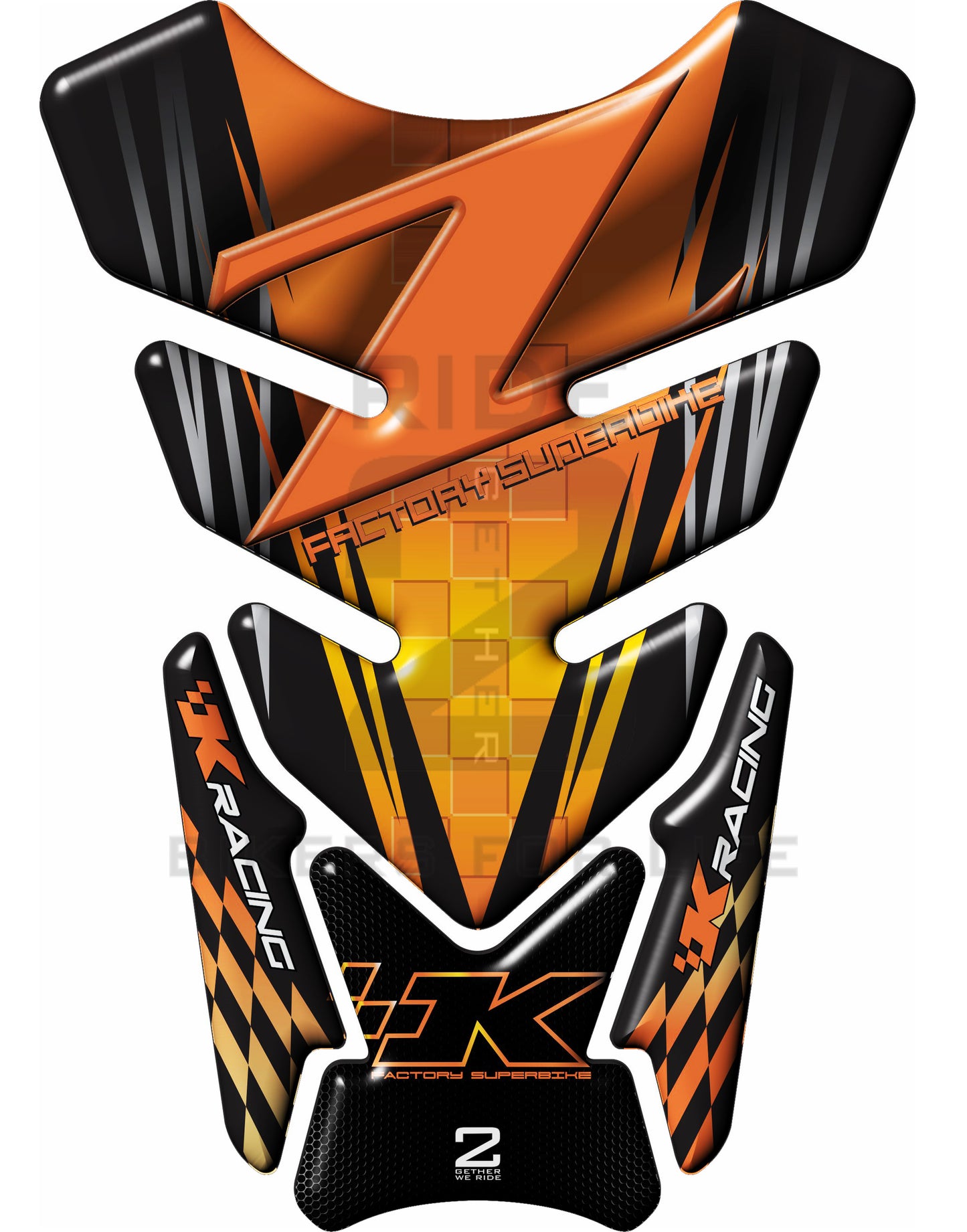 Kawasaki Z Series Orange and Yellow Factory Superbike Tank Pad / Protector 2006 - 2022