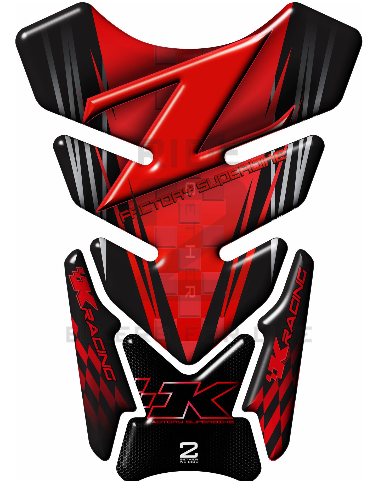 Kawasaki Z Series Red  and Black Factory Superbike Motor Bike  Tank Pad / Protector 2006 - 2022