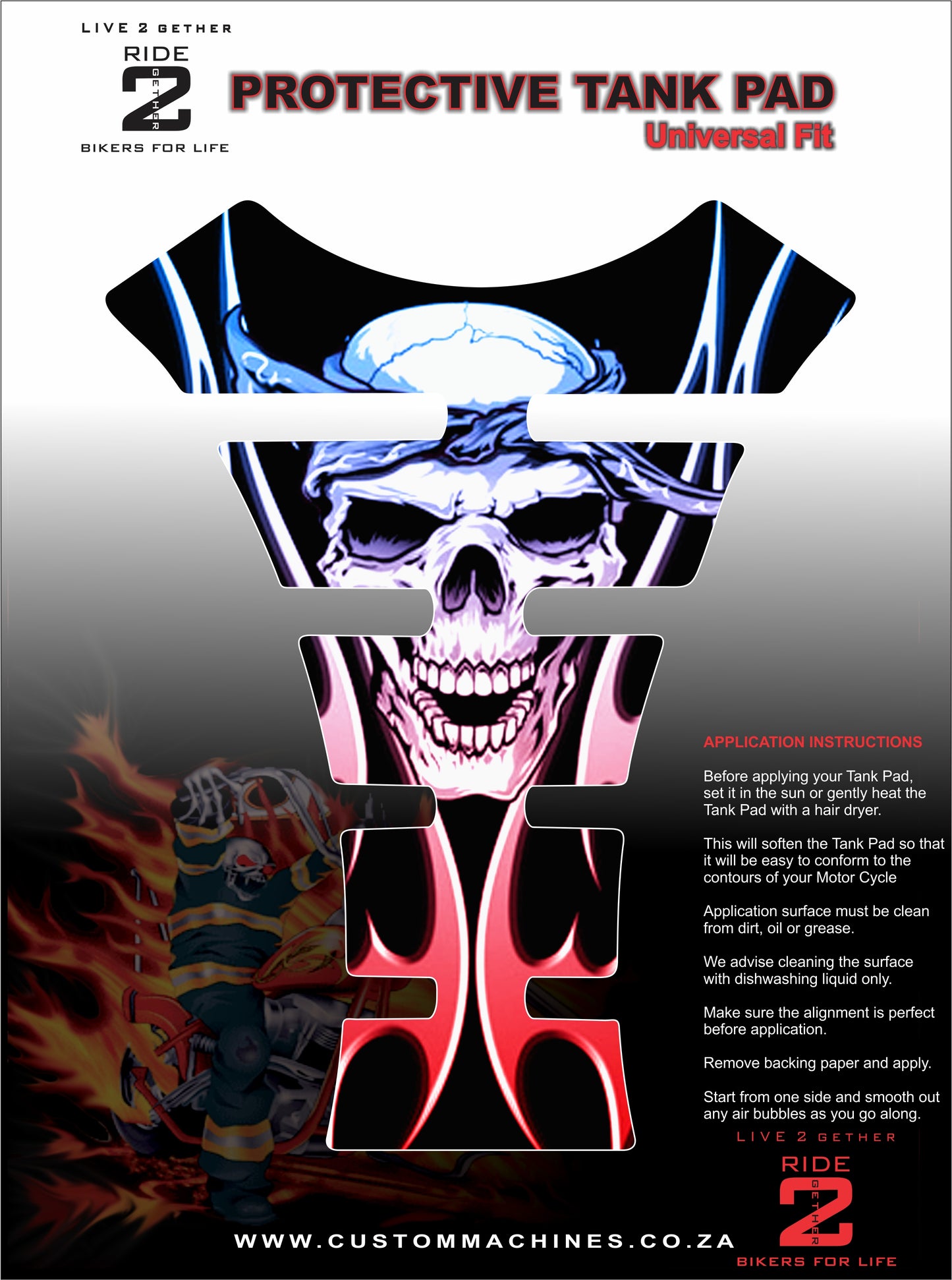 Universal Fit Red and Blue Reaper Tank Pad