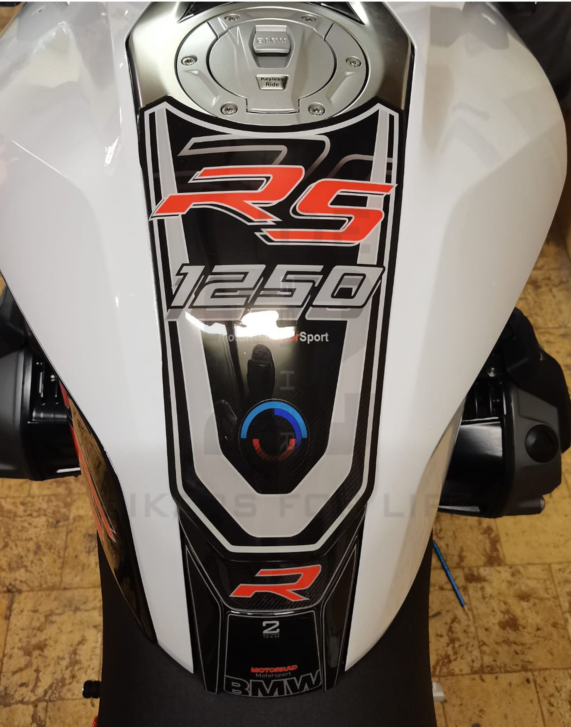 BMW R 1250 RS White with Black trimmings Motor Bike Tank Pad  Protector 2019 - 2022