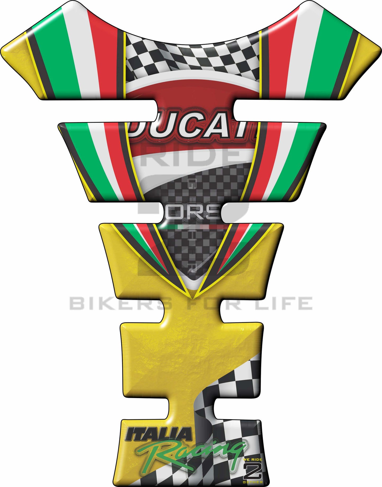 Ducati Yellow Pitted Motor Bike Tank Pad
