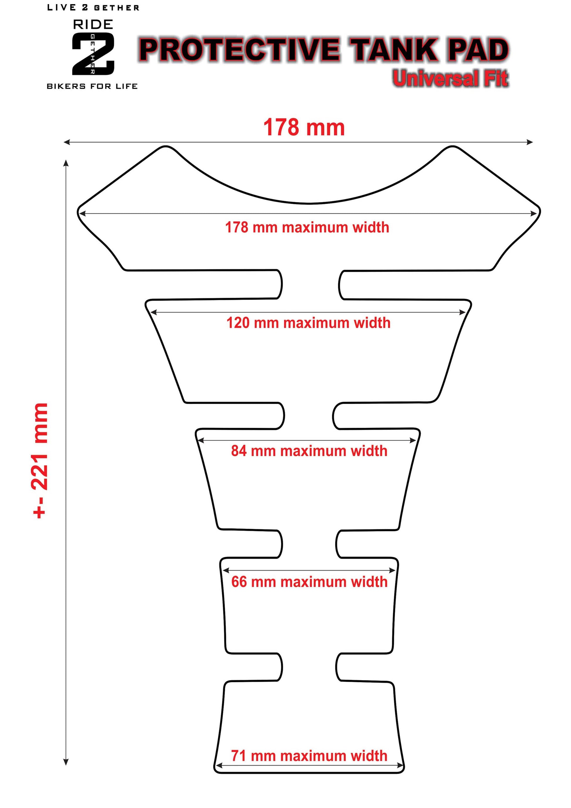 Universal Fit Red Viper  Motor Bike Tank Pad Protector. A Street Pad which fits most motorcycles.