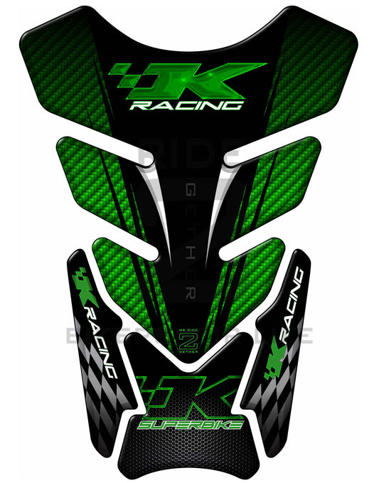 Kawasaki K Racing Green and Black Carbon Fibre SuperBike Tank Pad / Protector