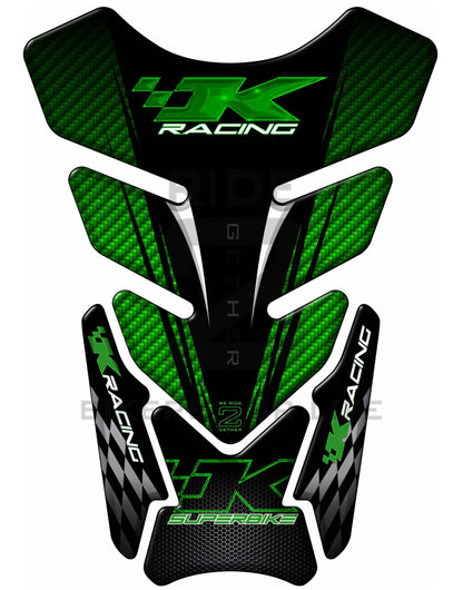 Kawasaki K Racing Green and Black Carbon Fibre SuperBike Tank Pad / Protector