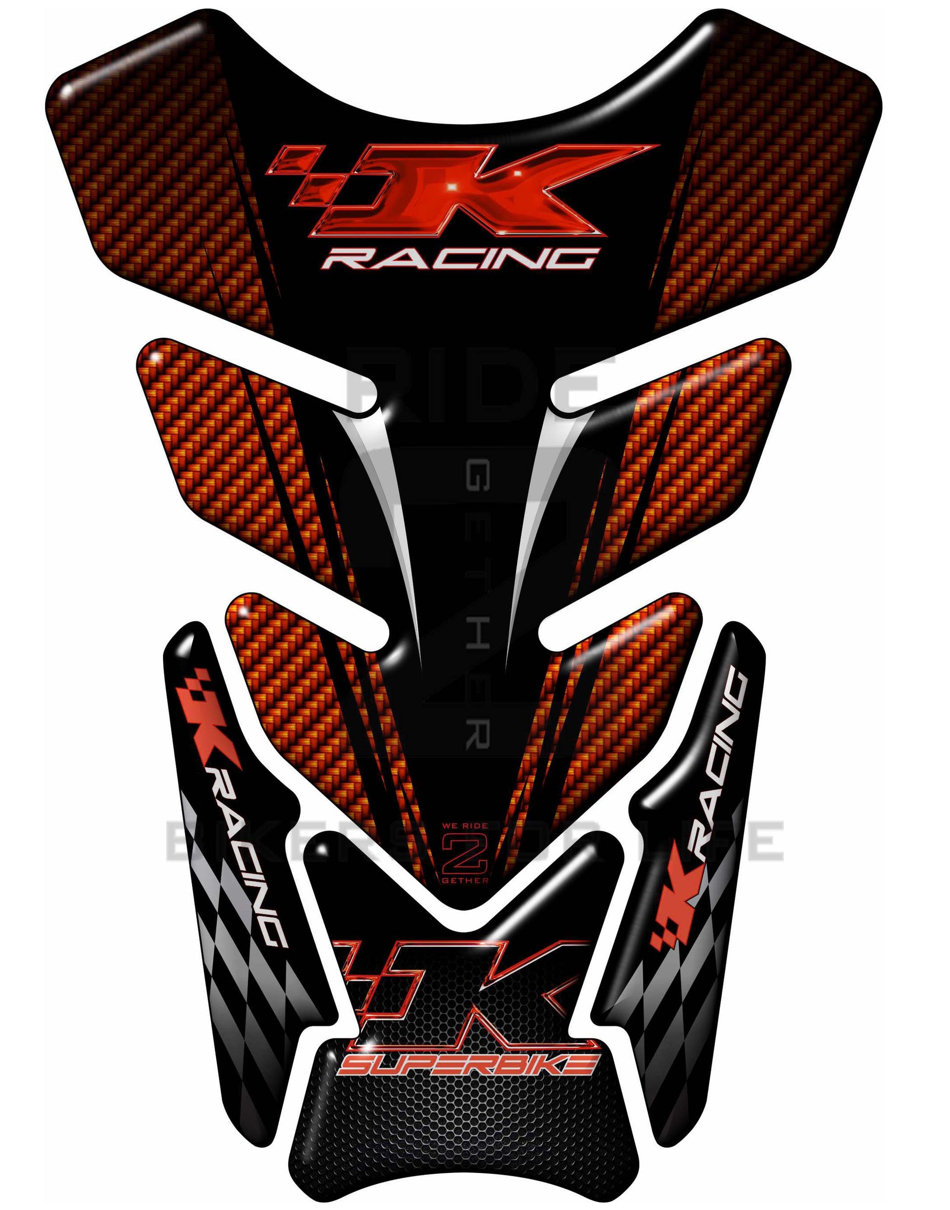 Kawasaki K Racing Red and Black Carbon Fibre SuperBike Tank Pad / Protector