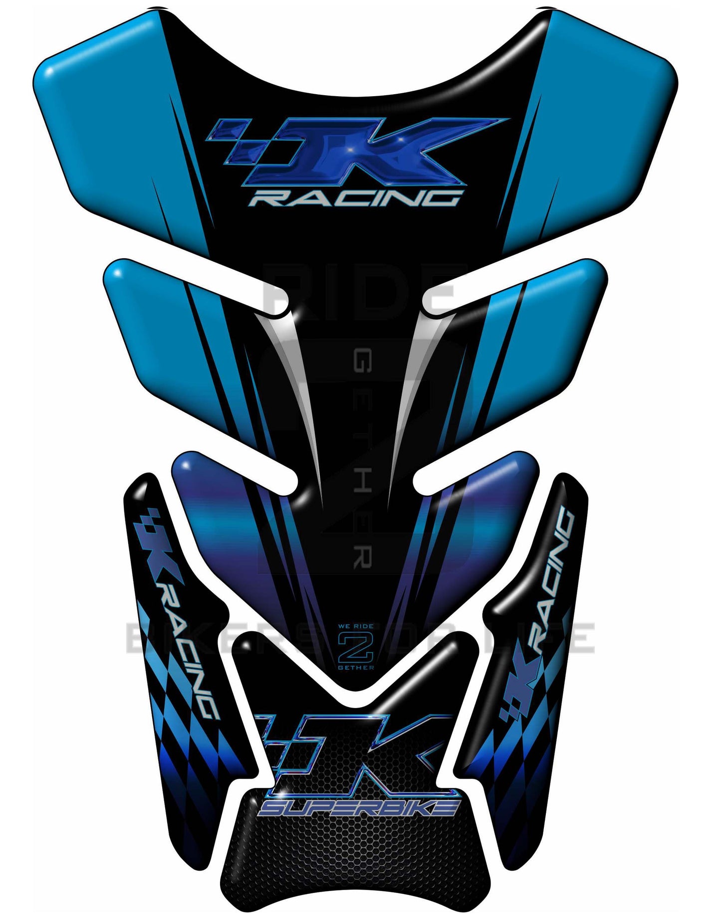 Kawasaki K Racing Blue and Black Tank Pad / Protector