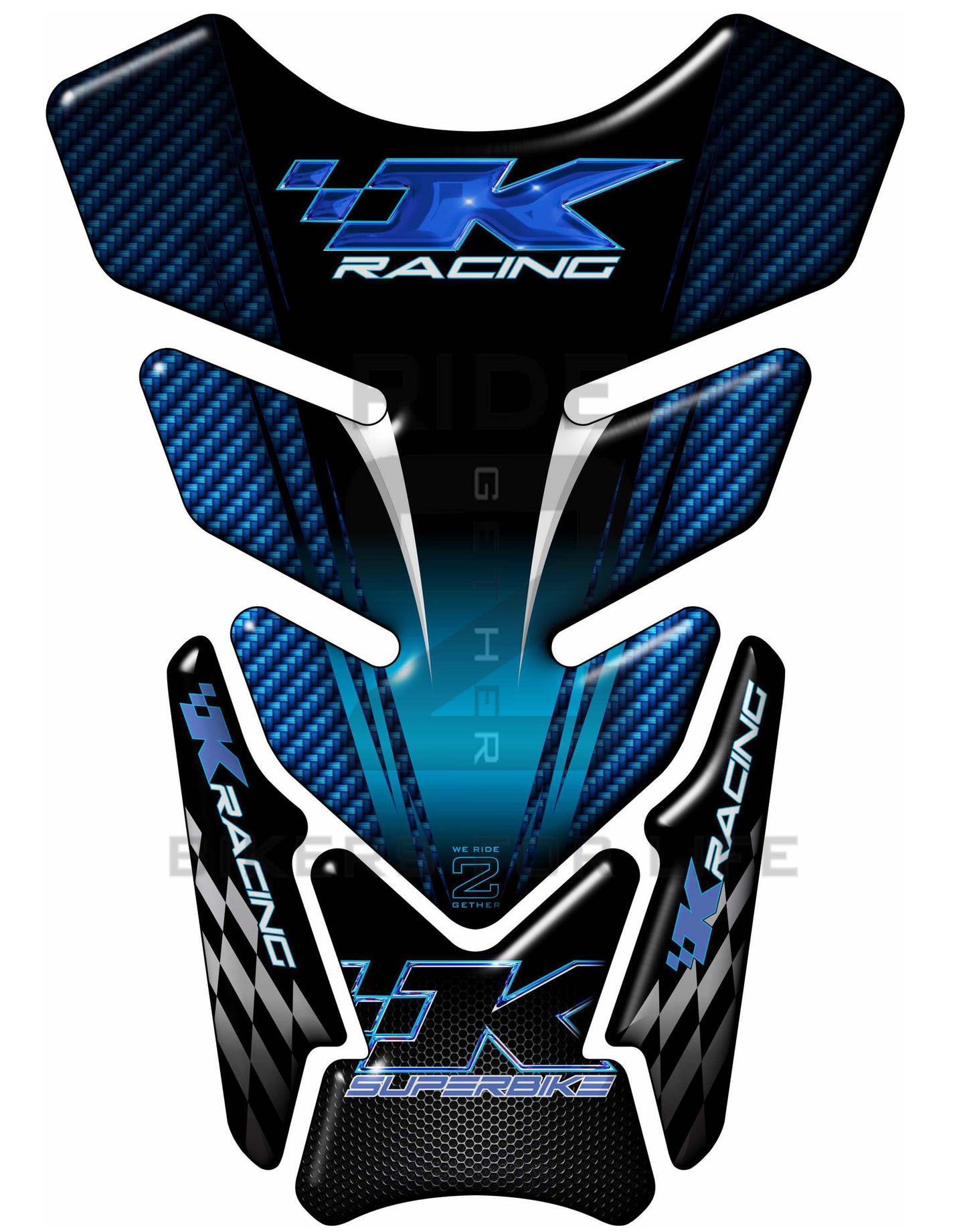 Kawasaki K Racing Blue and Black Carbon Fibre SuperBike Tank Pad / Protector