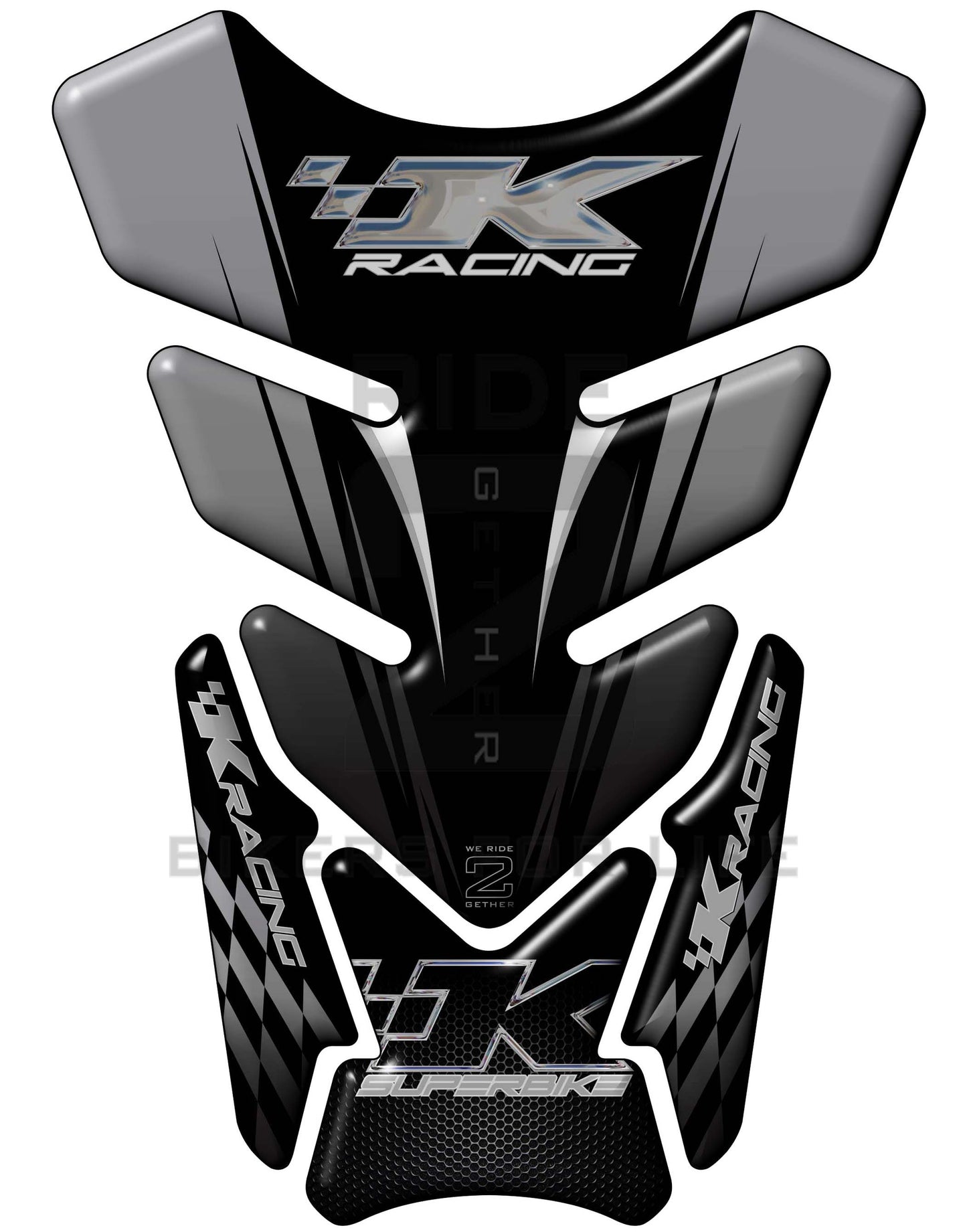 Kawasaki K Racing Grey and Black Carbon Fibre  SuperBike Tank Pad / Protector