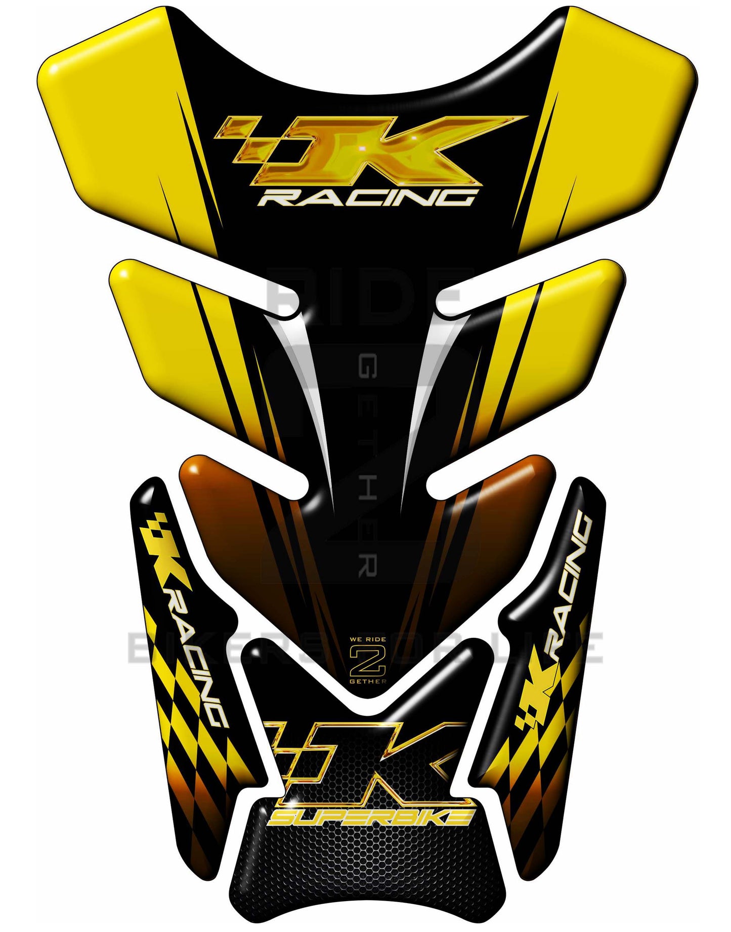 Kawasaki K Racing Yellow and Black Carbon Fibre  SuperBike Tank Pad / Protector