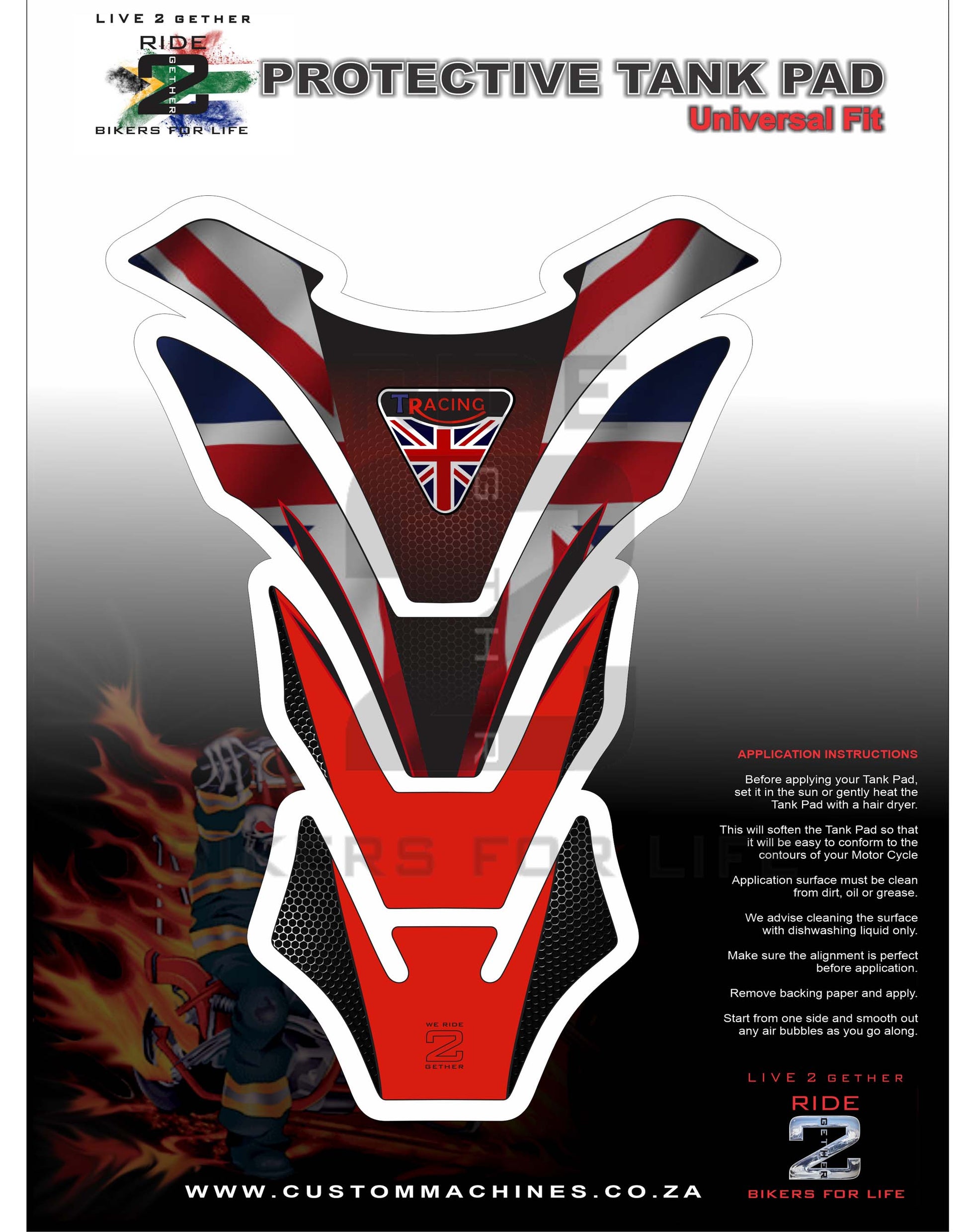 Triumph Red Universal Fit Tank Pad Protector – custommachines