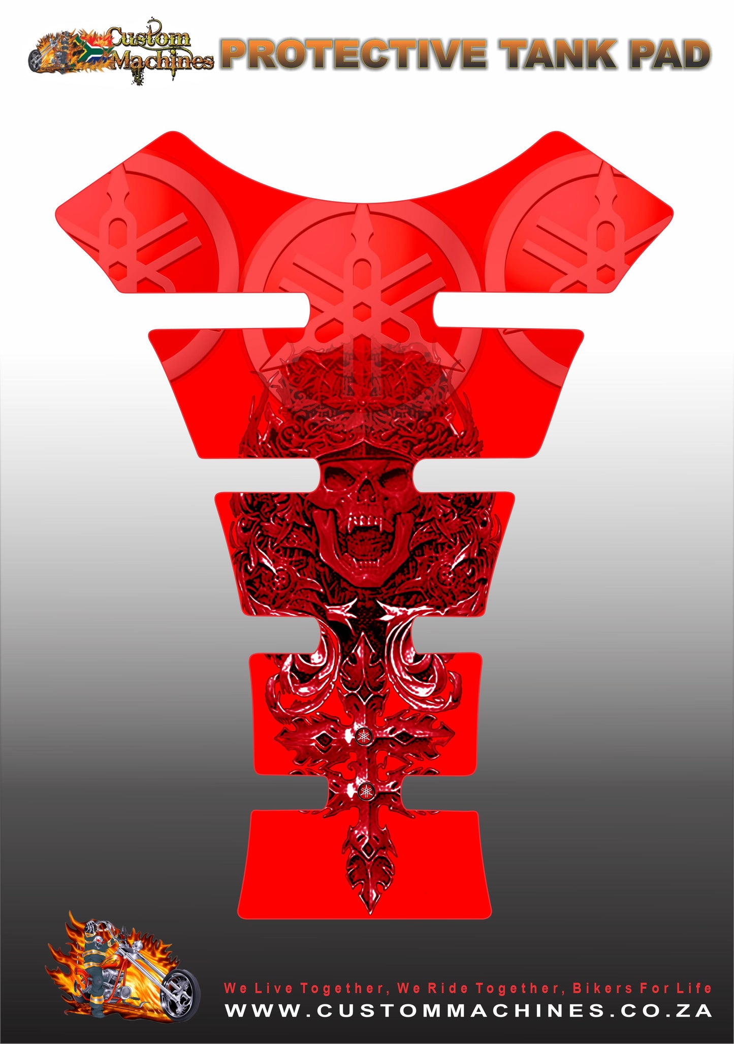 Yamaha Red Skull Motor Bike Tank Pad Protectors